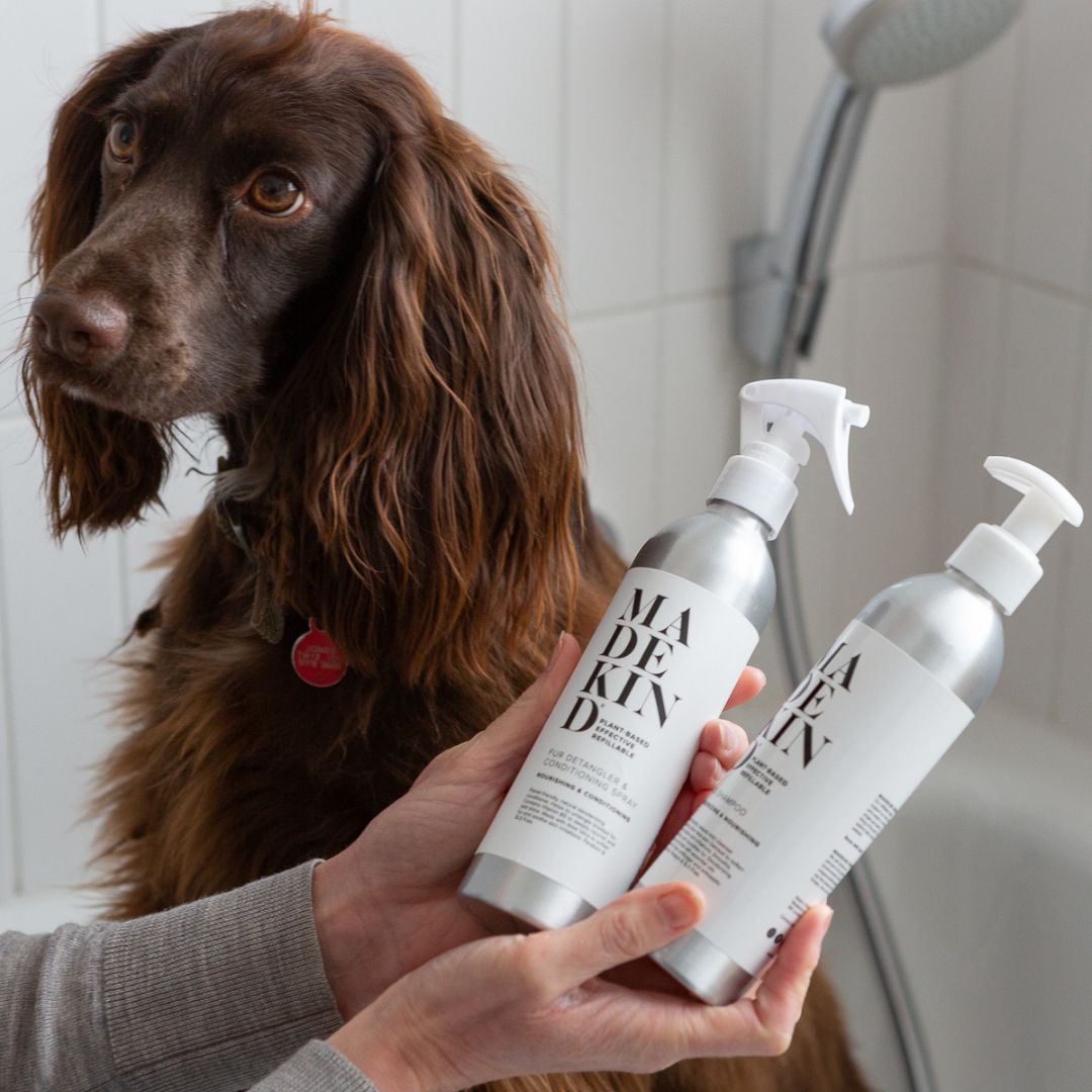 MadeKind dog shampoo for dog who has rolled in fox poo