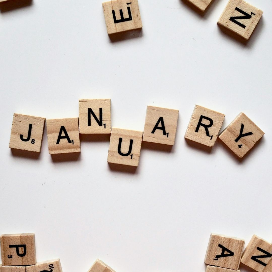 letters spelling out January, for article about winter blues