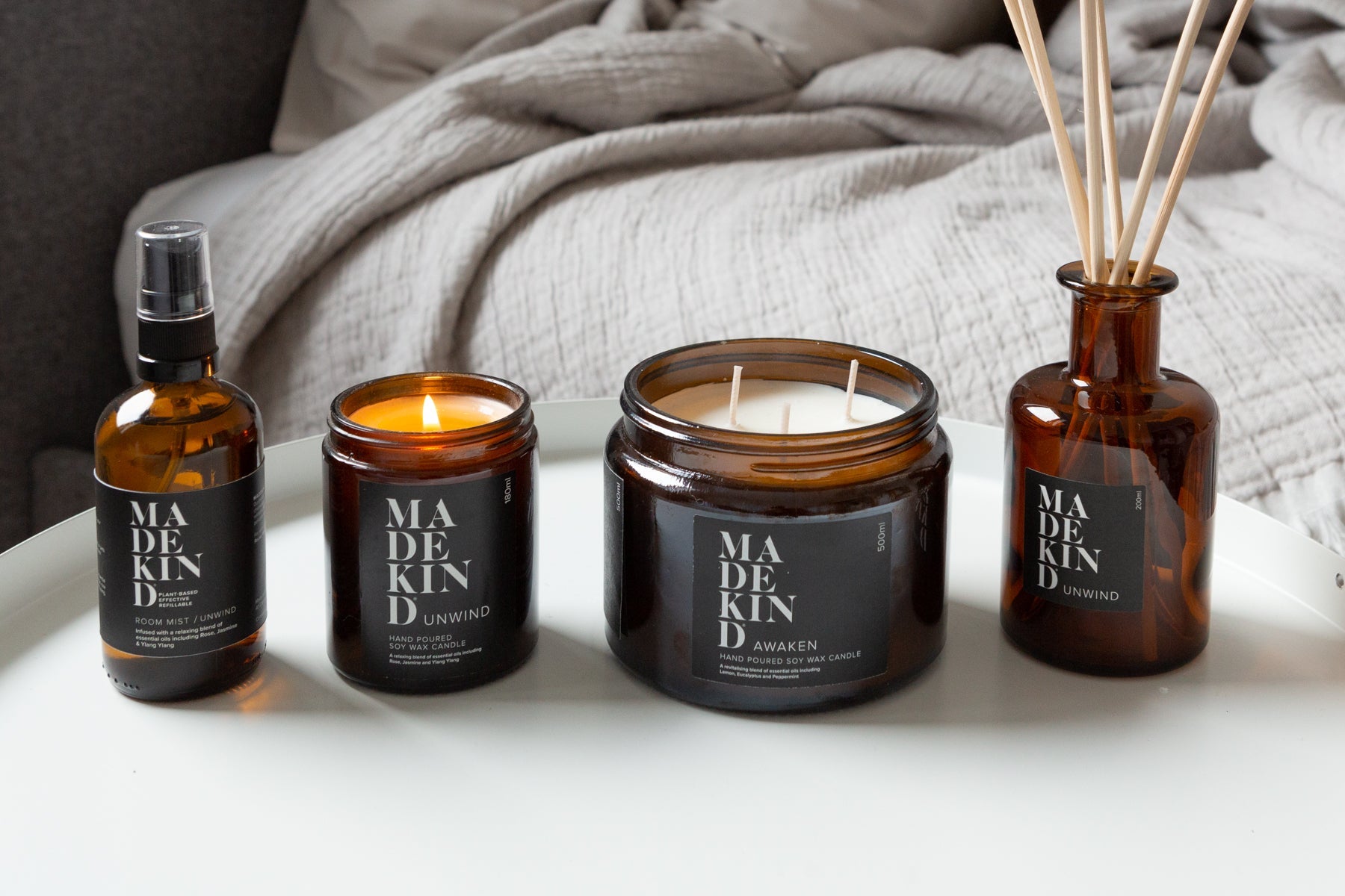 Natural aromatherapy candles and home fragrance including room mist and room diffuser all using essential oils