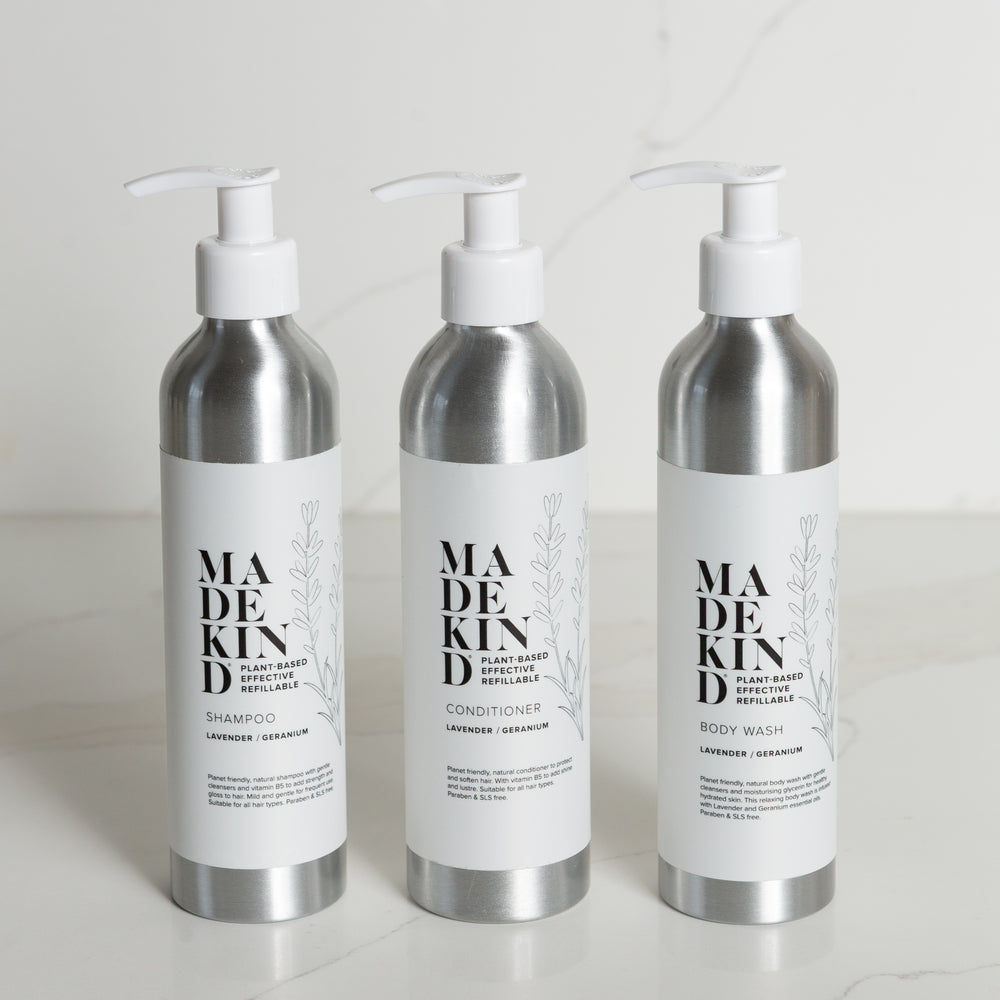 MadeKind Everyday Hair & Body Set - Natural Body Wash, Shampoo & Conditioner