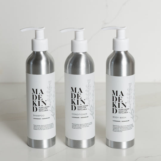 MadeKind Everyday Hair & Body Set - Natural Body Wash, Shampoo & Conditioner