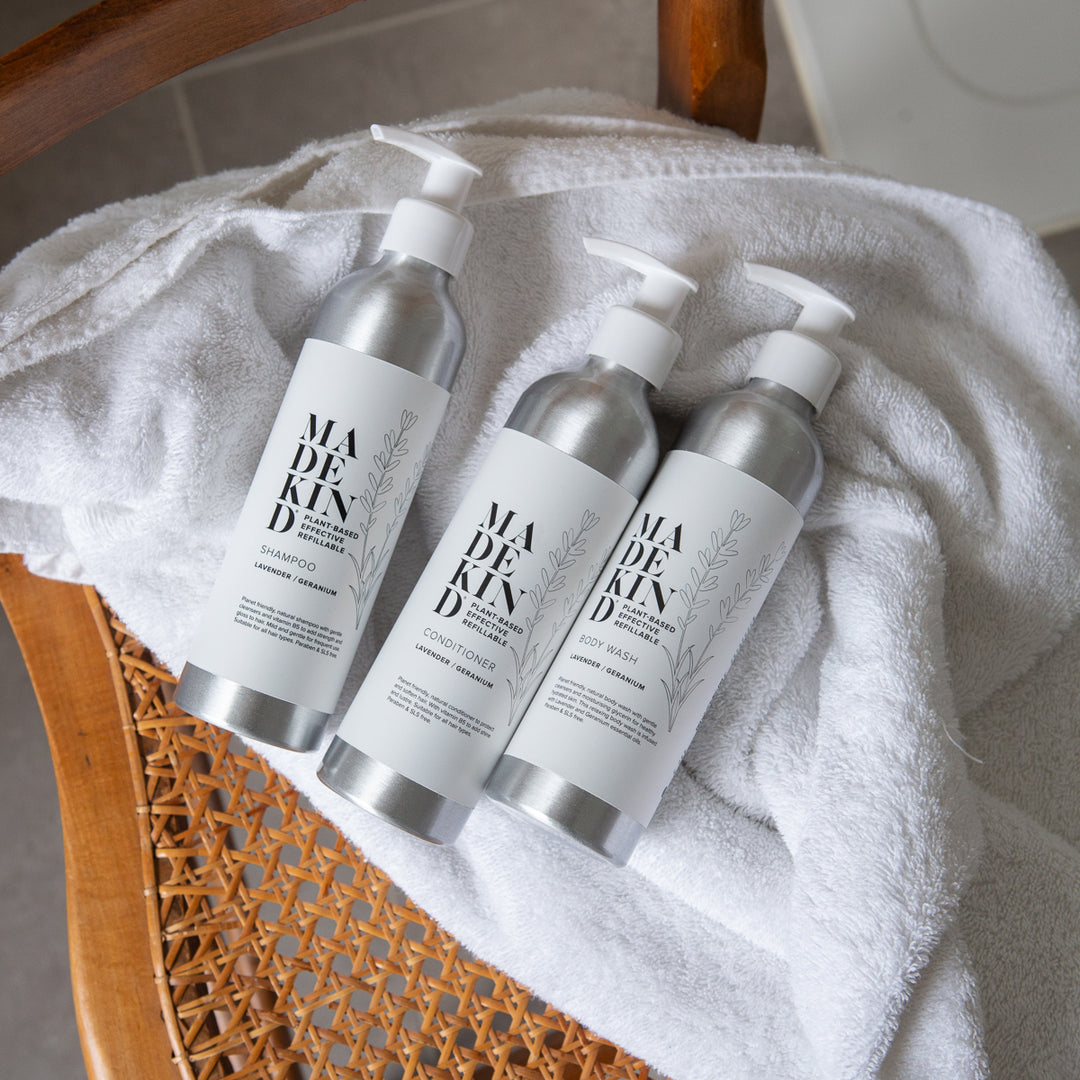 MadeKind Everyday Hair & Body Set - Natural Body Wash, Shampoo & Conditioner