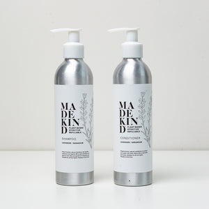 Photo of Madekind shampoo and conditioner in aluminium bottles 