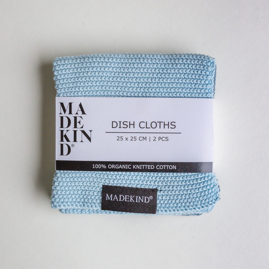 photo of MadeKind set of 2 knitted dish cloths in blue