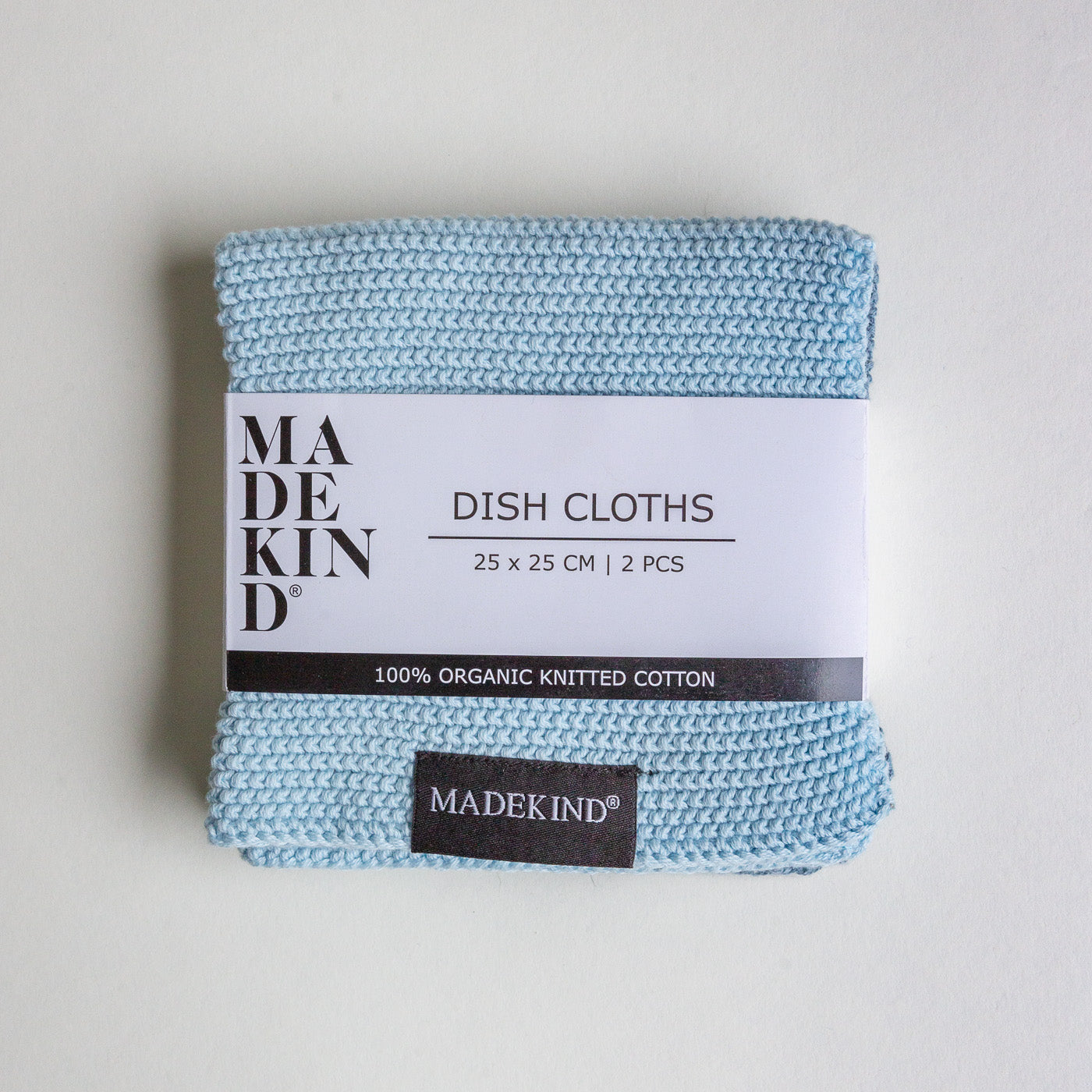 photo of MadeKind set of 2 knitted dish cloths in blue