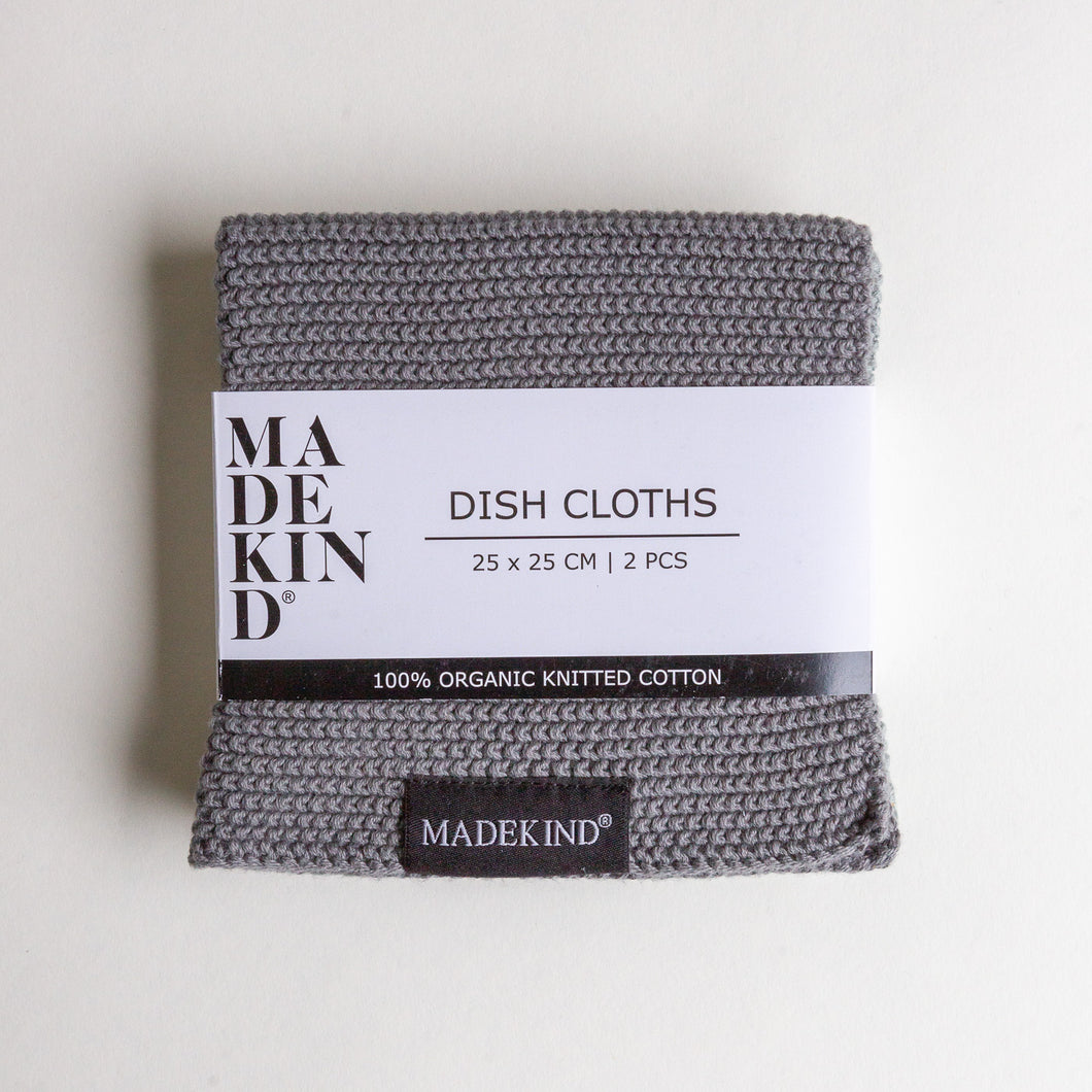 photo of MadeKind set of 2 knitted dish cloths in grey