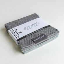 Load image into Gallery viewer, photo of MadeKind set of 2 knitted dish cloths in grey
