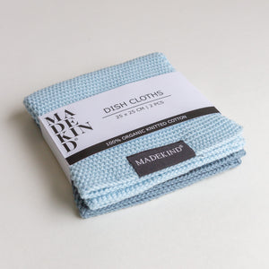 photo of MadeKind set of 2 knitted dish cloths in blue