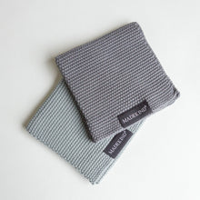 Load image into Gallery viewer, photo of MadeKind set of 2 knitted dish cloths in grey
