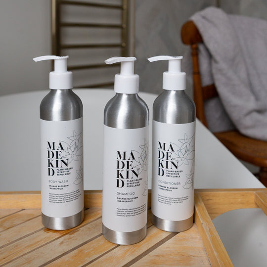 MadeKind Everyday Hair & Body Set - Natural Body Wash, Shampoo & Conditioner