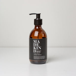 Photo of 300ml amber glass bottle with pump for MadeKind hand wash