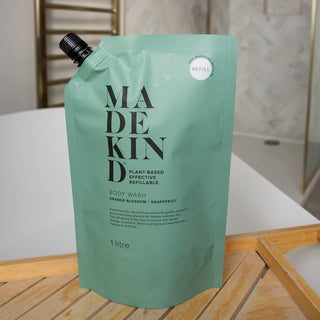 MadeKind Natural Body Wash 1 Litre Refill - Orange Blossom & Grapefruit