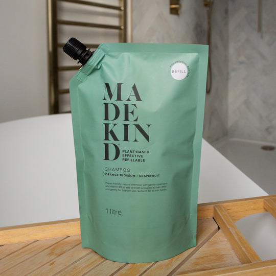 MadeKind Natural Hair Shampoo 1 Litre Refill - Orange Blossom & Grapefruit