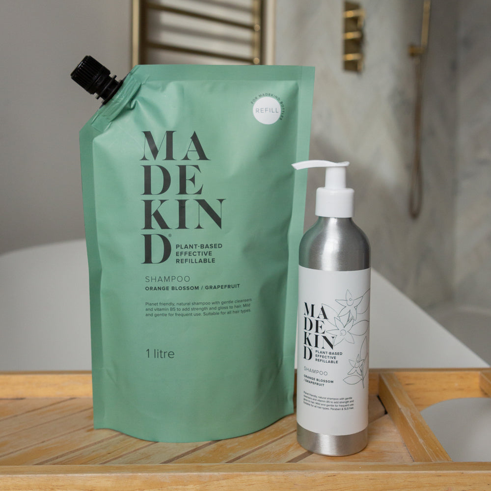 MadeKind Natural Hair Shampoo 1 Litre Refill - Orange Blossom & Grapefruit