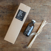 Load image into Gallery viewer, Photo of the MadeKind Focus Reed Diffuser box, bottle and reeds
