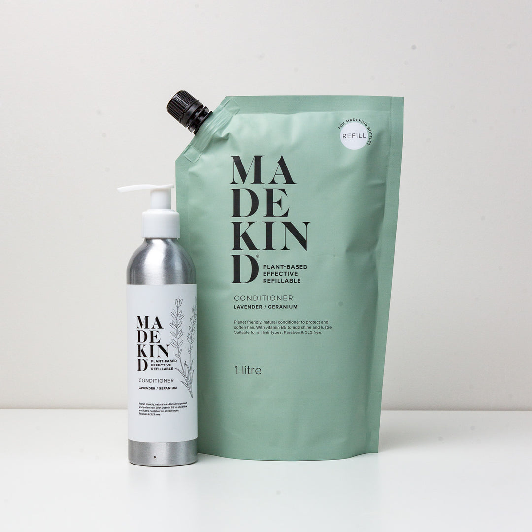 MadeKind Natural Conditioner 1 Litre Refill & Refillable Aluminium Bottle