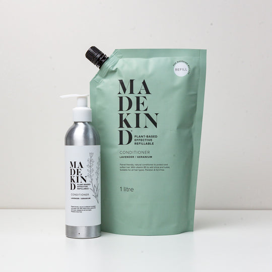 MadeKind Natural Conditioner 1 Litre Refill & Refillable Aluminium Bottle