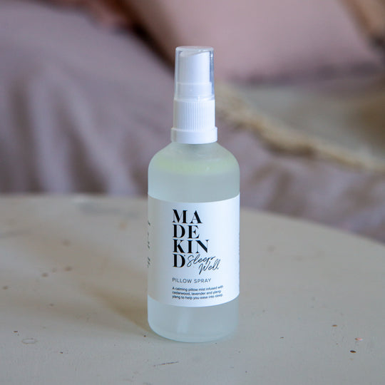 Photo of a close up of a pillow spray