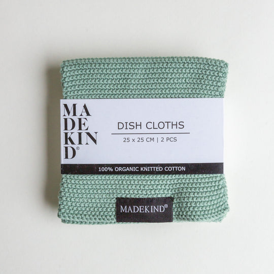 Photo of a set of 2 organic cotton knitted dishcloths by madeKind