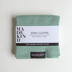 Photo of a set of 2 organic cotton knitted dishcloths by madeKind