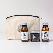 Load image into Gallery viewer, Petite Candle &amp; 2 Mini Body Washes in Cotton Zip Pouch
