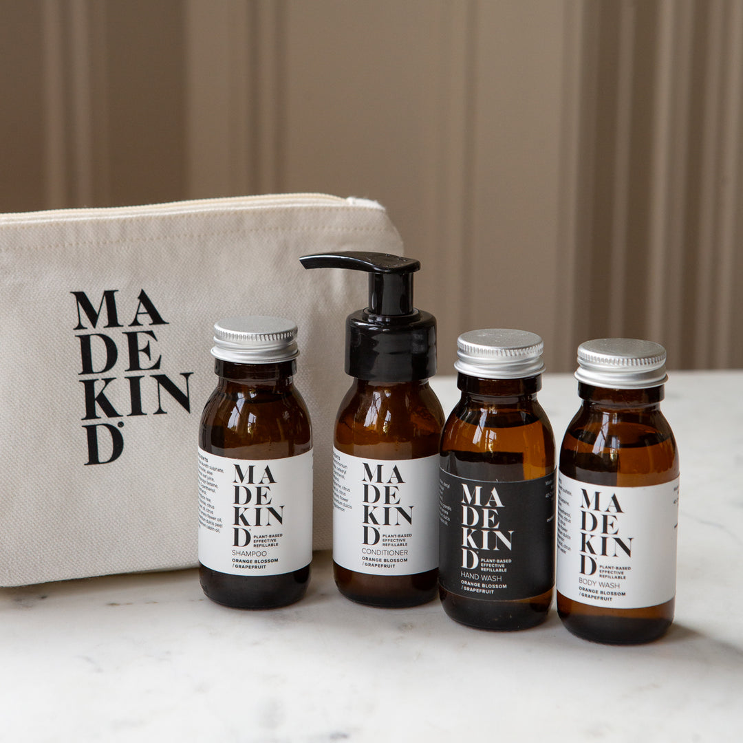 Wash Bag with Travel Size Natural Toiletries