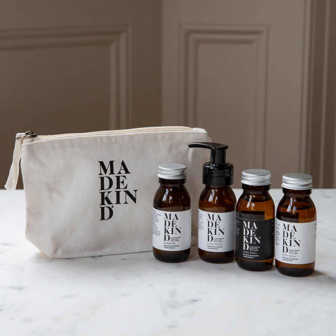 Wash Bag with Travel Size Natural Toiletries