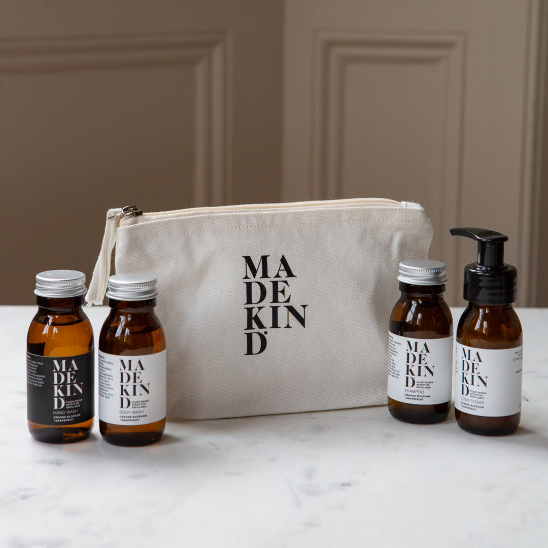 Wash Bag with Travel Size Natural Toiletries