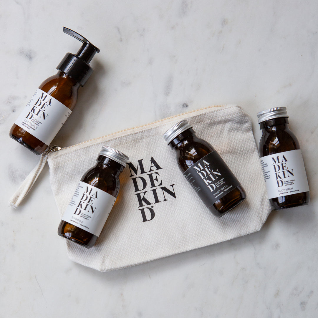 Wash Bag with Travel Size Natural Toiletries