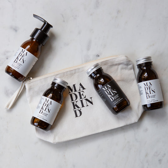 Wash Bag with Travel Size Natural Toiletries