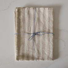 Load image into Gallery viewer, Woven Linen Natural and White Striped Tea Towel

