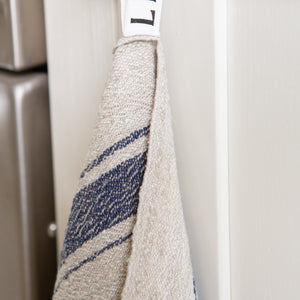 Woven Linen Blue Border Stripe Tea Towel