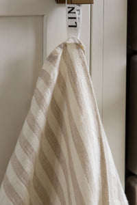 Woven Linen Natural and White Striped Tea Towel