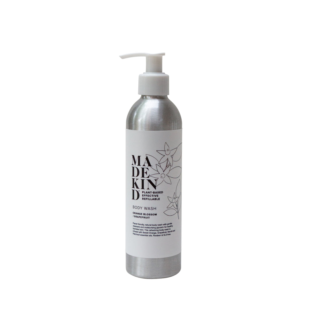 Photo of Madekind natural body wash. Gentle shower gel infused with essential oils.