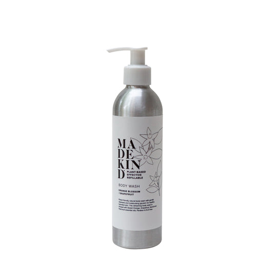 Photo of Madekind natural body wash. Gentle shower gel infused with essential oils.