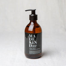 Load image into Gallery viewer, MadeKind natural hand wash, orange blossom &amp; grapefruit in amber glass bottle
