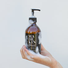 Load image into Gallery viewer, MadeKind natural hand wash in amber glass bottle
